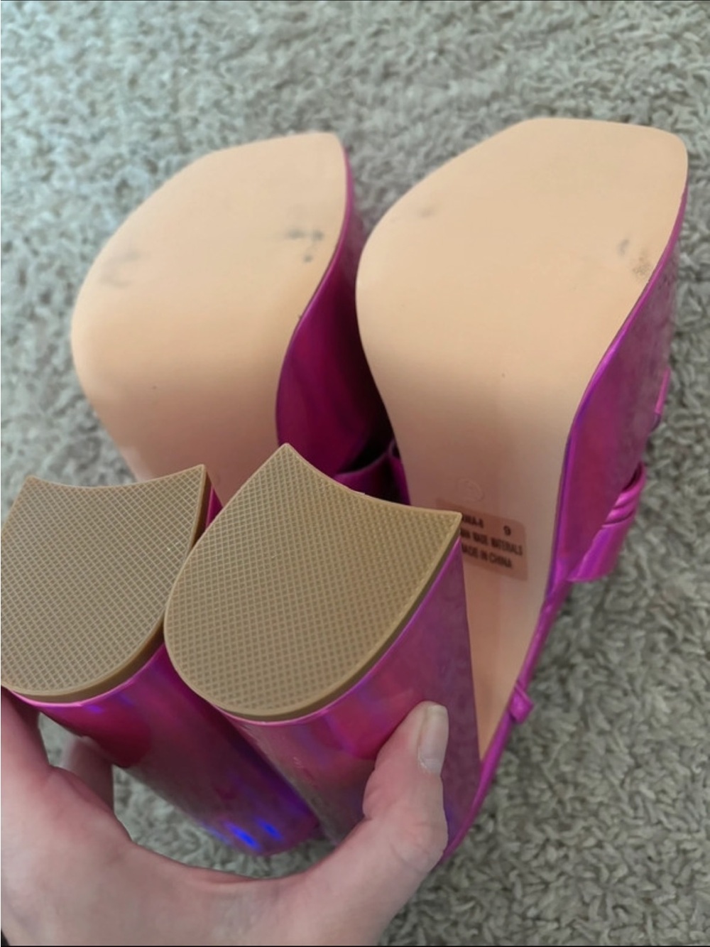 NWOT Barbie holographic pink platform heels - Picture 3 of 4